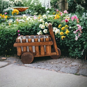 Rustic Wooden Tricycle Plant Pot, Vintage Trolley Succulent Planter, Retro Wood Cart Garden Decoration, Wood Bike Flower Pot, Gardening Gift