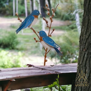 Colourful Metal Birds Garden Decoration, Rusty Metal Bird Garden Stake, Garden Fence Ornament, Metal Bird Silhouettes, Garden Decor Gift