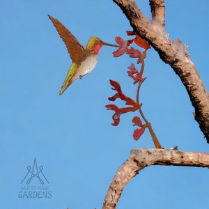 Colourful Metal Humming Bird Garden Decoration, Metal Bird Garden Stake, Garden Fence Ornament, Rusty Metal Bird Silhouettes, Gift For Mum