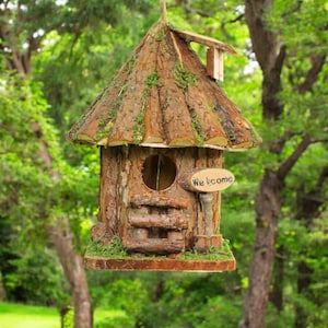 Cabane en rondins en bois, cadeaux de Noël uniques pour le jardin, décoration de jardin de cabane d&#39;oiseau, décoration extérieure pour papa, cadeaux de Noël uniques pour maman