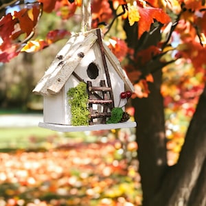 Handmade Outdoor Decor For Dad, Unique Bird House Garden Gift For Mum, Natural Wooden Birdhouse Garden Decor, Bird Houses For Outdoors Gifts