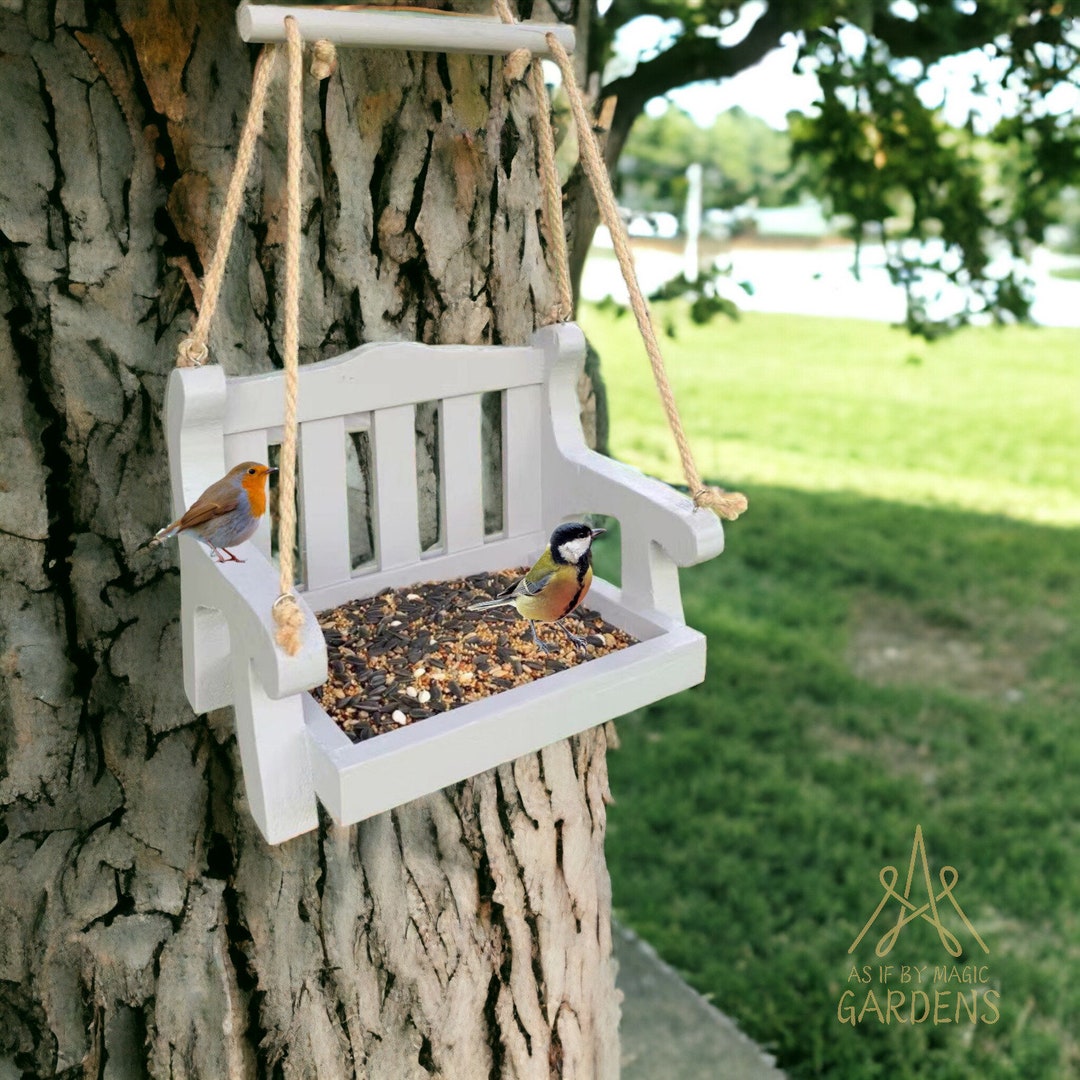 Wooden Swing Bench Bird Feeder, Remembrance Bench Bird Feeder Hanging