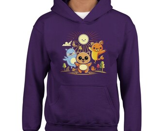 Playful Cartoon Animals - Classic Kids Pullover Hoodie