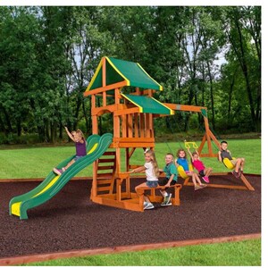 Backyard Discovery Tucson Cedar Wooden Swing Set Kids Playground
