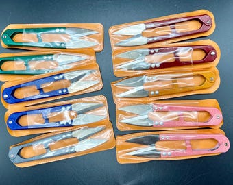 Lote de 10 tijeras de corte de hilo de 4 pulgadas. Varios colores/usos: ¡Lea los detalles!