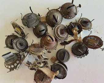 Alleen gemengde onderdelen Lot, 20 antieke oliekerosinelampbranders. *Foto's/kavel #6.