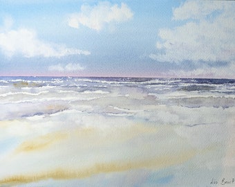 Original watercolor - Ocean Flow - Artist Léa Bruel