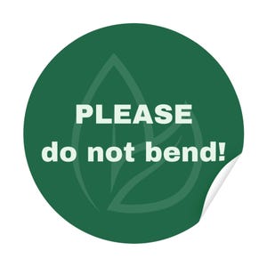 Please Do Not Bend Green Leaves Round Printable Sticker - Instant Download - PNG Digital Downloads for Plant Shop Small Business Eco Labels