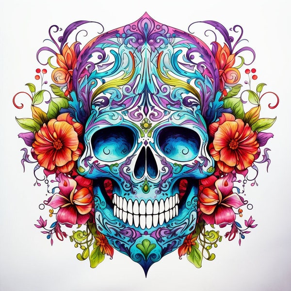 Plus de 100 conceptions colorées de tatouage de crâne en sucre : uniques, détaillées et fascinantes