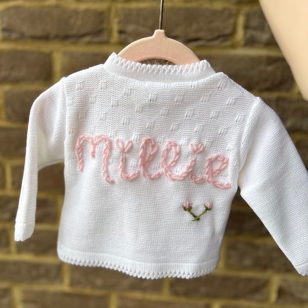 Personalised Hand Embroidered Baby Cardigans