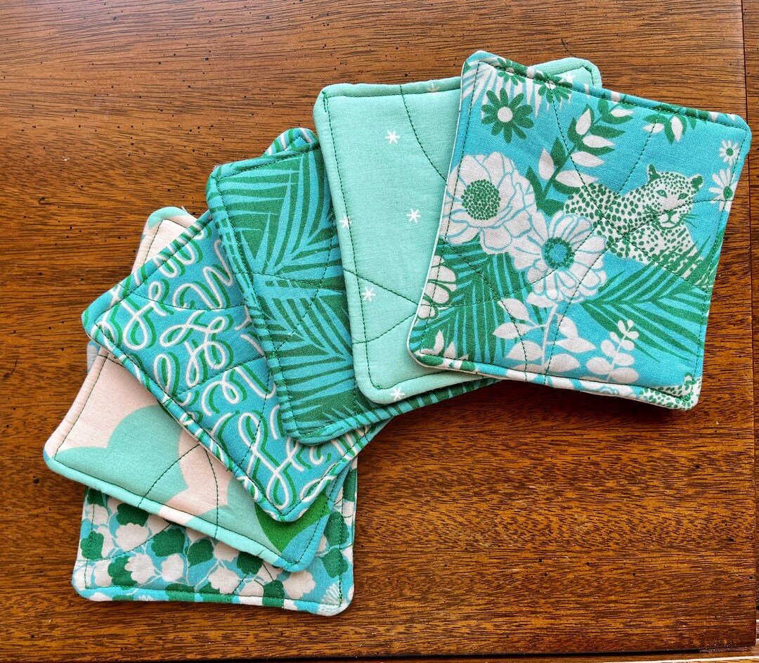 Bright Quilted Cotton Fabric Coaster Set Etsy