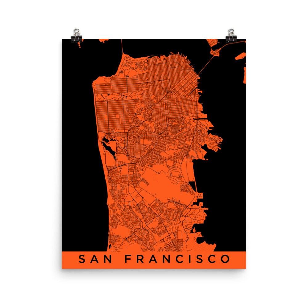San Francisco Map Print Poster San Francisco Giants Print Poster San ...