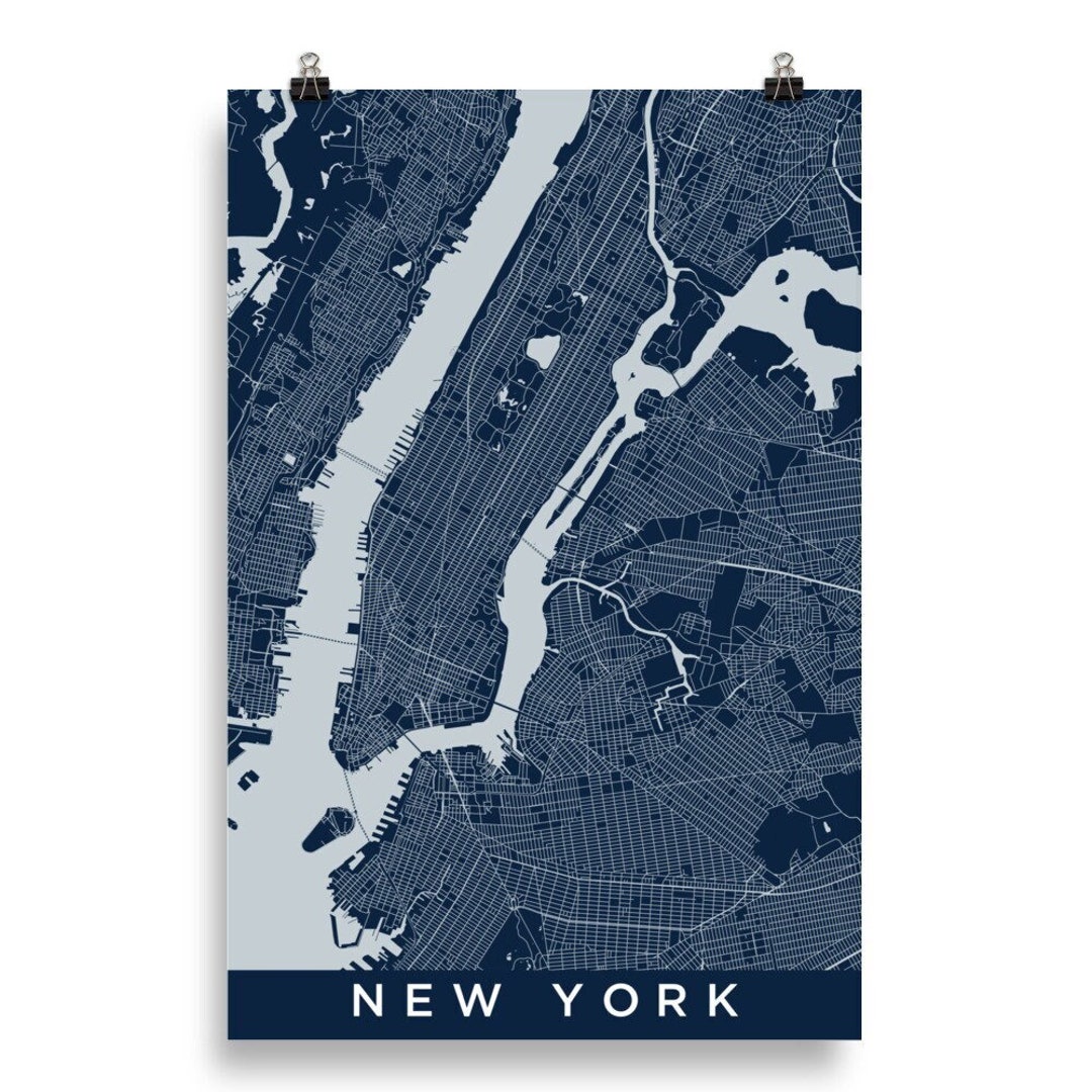 New York Map Print Poster New York Yankees Print Poster New York City ...