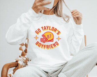 Go Taylor's Boyfriend Shirt, Travis Kelce Sweatshirt, Cute Football Shirt, Kansas City Sweater, Football Season Sweatshirt, Comfort Colors