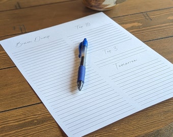 Daily Organization Brain Dump Template