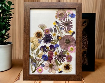 Pressed Flower Art - A4  Frame - Handmade Real Flowers - Home Decor- Dried Flowers - Botanical frame - Wall Art