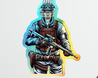 Uncle Sam, Holographic Die-cut Stickers , America Sticker, Fourth of July Sticker, Patriot Decal, Patriotic Sticker, Tactical uncle sam