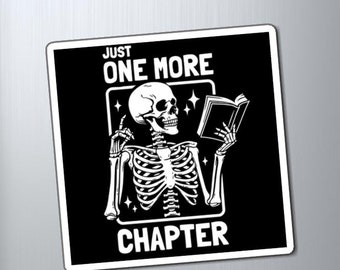 Skeleton Magnets, Funny Book Lover Fridge Magnet, Just One More Chapter, Literary Gift, Gothic Kitchen Decor, Halloween Party Favor