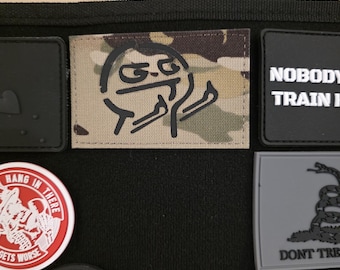 Patch pour moral tactique Funny Meme Face – Patch camouflage auto-agrippant pour équipement, sacs à dos et uniformes