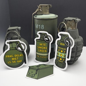 Tactical stickers, Military stickers, Military Gifts, Tactical Holidays, Military Gifts, Frag Grenade, Smoke Grenade, Stun Grenade, Ammo Box