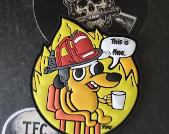 This Is Fine Firefighter Patch – Funny Firefighter Morale Patch | Hook and Loop | Perfect for Gear, Hats & Uniforms | TFC