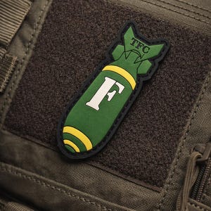 F Bomb PVC Patch, Tactical Morale Patch, Funny Military Patch, Green Bomb Patch, Backpack Patch, EDC Patch, Range Bag Patch, TFC Patch