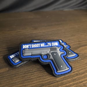 Funny Tactical PVC Patch – Blue Gun Morale Patch – Humor Tactical Gear Badge – Hook & Loop Backpack Vest Patch – Military Style Patch