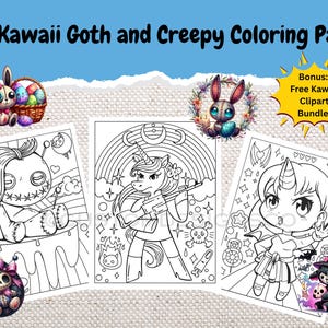 Kawaii Goth Coloring Pages Creepy Coloring Pages Gothic Coloring Pages Kawaii Pages Kawaii Coloring Pages Coloring Book Kawaii Print at Home