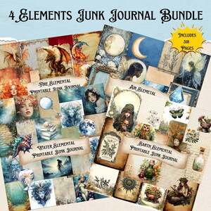 Junk Journal Ephemera Elements Journal Elemental Journal Air Earth Fire Water Fun Journal Creative Journal Personalized Journal