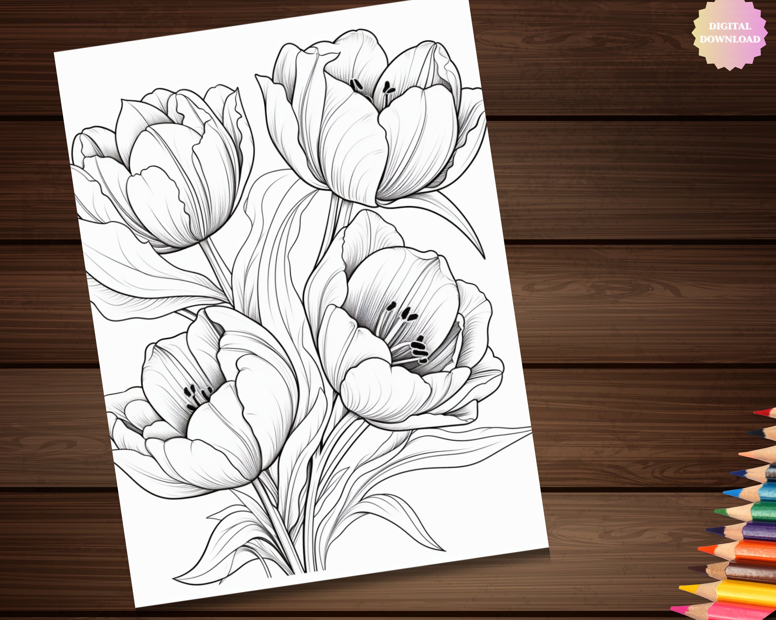 50+ Flower Coloring Book Pages | Floral Coloring Page Printable PDF ...
