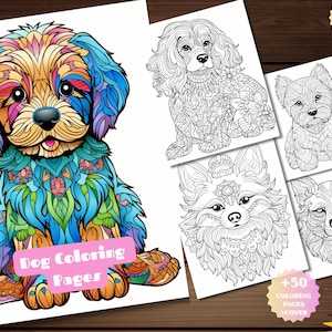 50+ Mandala Dog Coloring Book Pages | Dog Coloring Page Printable PDF | Adult and Kids Coloring Book | Instant Download | Art | Printable