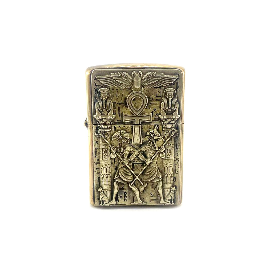Egyptian Zippo Case Sphinxes Lighter Box Zippo Sized Etsy