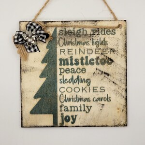 Handmade Square Rustic Wooden Christmas Ornament Holiday Tree Decor Gift