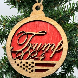 Trump 2024 president wood cut ornament. Christmas ornament Trump 2024. United States President ornament gift. 2024 Christmas; holiday decor.