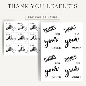 pdf for printing, thank you leaflets for your order, you can attach them to your order