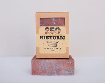 America 250: Natural Handmade Bar Soap with Sandalwood, Bourbon, Cedarwood, Sage and Fresh Berries