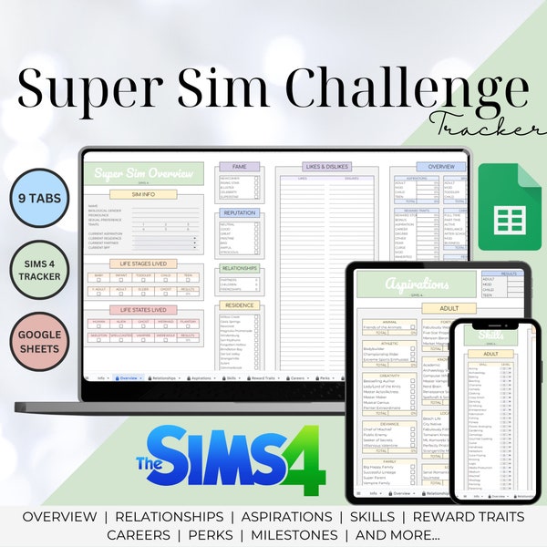 The Sims 4 Super Sim Challenge tracker, Ultimate Sim Challenge, Sims Planner, Sims Tracker