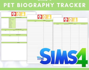 The Sims 4 biography tracker, sim profile planner, sims pets only