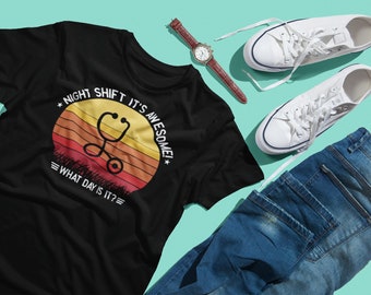 Regalo de turno de noche, camiseta divertida de turno de noche, regalo divertido de enfermera para enfermera de turno de noche
