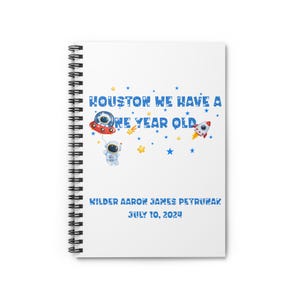 Cuaderno espiral con temática espacial para cumpleaños infantiles, diario personalizado, diseño de astronauta, bloc de notas infantil, idea de regalo creativa.