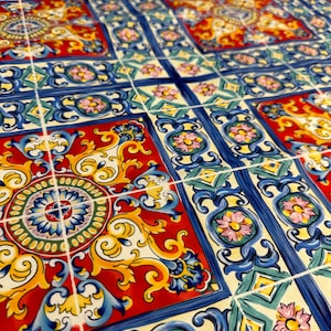 Sicilian Majolica Print Crepe Fabric / Mediterranean Fabric / Italian Majolica Fabric / Sewing Fabric / Fabric Width 150cm