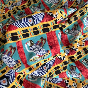 Ancient Egypt Print Crepe Fabric / Abstract Geometric Print Fabric / Sewing Fabric / Fabric Width 150 cm