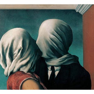 Tela Rene Magritte, Arte de Parede Rene Magritte, Tela, Rene Magritte Os Amantes, Decoração de Parede Presente de Dia dos Namorados, Os Amantes Impressos, Rene Magritte