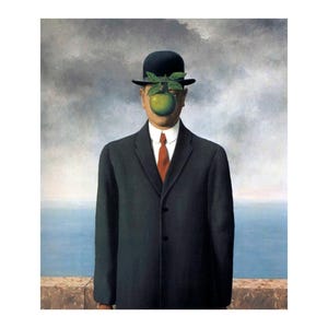 Arte de impressão em tela de Rene Magritte, O Filho do Homem de René Magritte Arte de parede, Decoração de parede do Filho do Homem, Pôster de Rene Magritte, Impressão de arte surreal