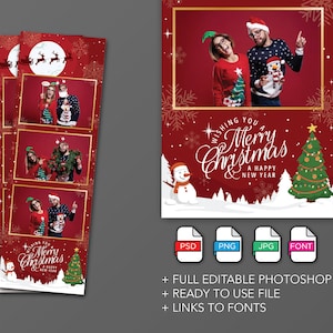 Christmas Photo booth template, Merry Christmas Photo Booth Template, XMAS Photo Booth Template, 2x6 strip, photobooth, Christmas overlay
