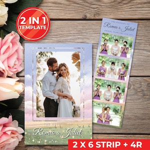 Wedding Photobooth Template Wedding Photo Booth Template Floral Photobooth Template 2x6 strip & 4R photobooth overlays door gift | 11024