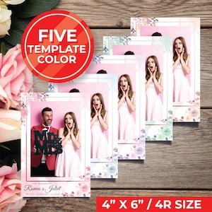 Wedding Photobooth Template Wedding Photo Booth Template Floral Photobooth Template 4R photobooth overlays door gift Colorful | 11008
