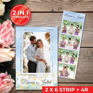 Wedding Photobooth Template Wedding Photo Booth Template Floral Photobooth Template 2x6 strip & 4R photobooth overlays door gift | 11021
