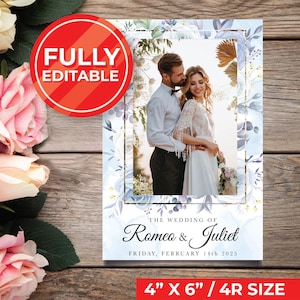 Wedding Photobooth Template Wedding Photo Booth Template Floral Photobooth Template 2x6 strip & 4R photobooth overlays door gift | 11007