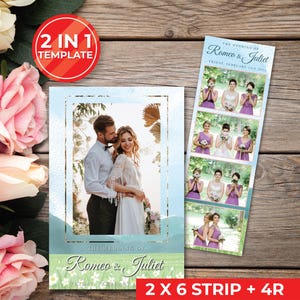 Wedding Photobooth Template Wedding Photo Booth Template Floral Photobooth Template 2x6 strip & 4R photobooth overlays door gift | 11037